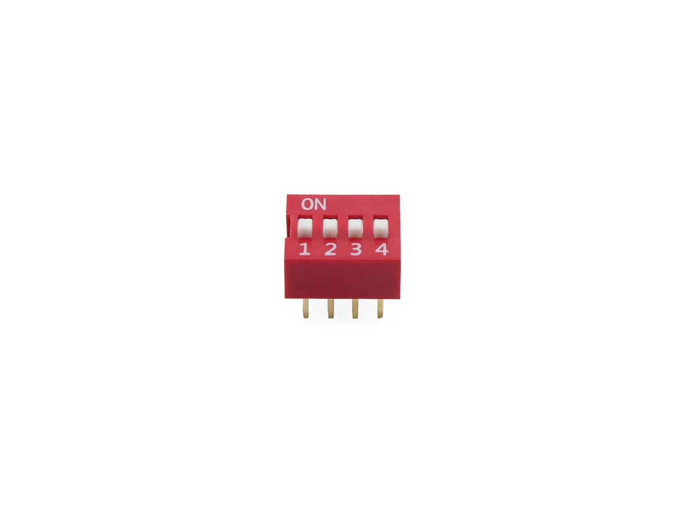 Interruptor Mini Dip-Switch de 4 circuitos SPST 2 posiciones (ON-OFF) paso 2.54mm - MonarcaTech