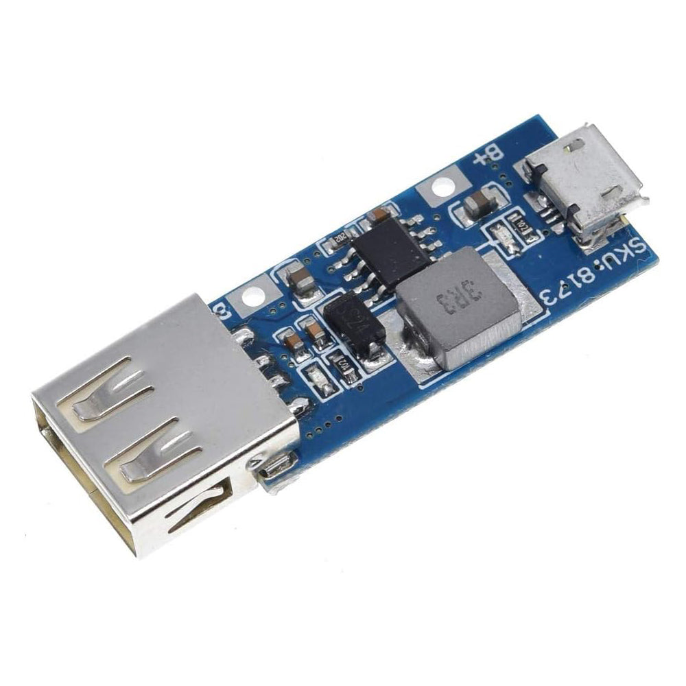 Modulo de aumento de voltaje de 3,7 V Liion a 5 V 1 A USB con carga USB - MonarcaTech