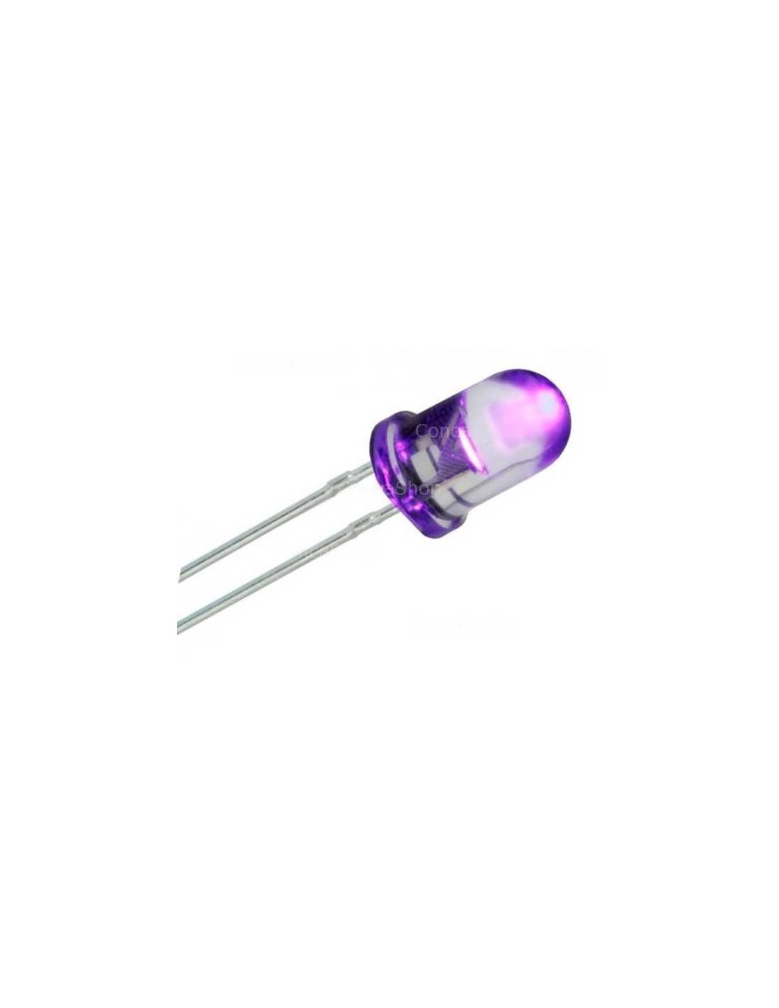 LED 5mm Violeta brillo 20mA x 10 - MonarcaTech