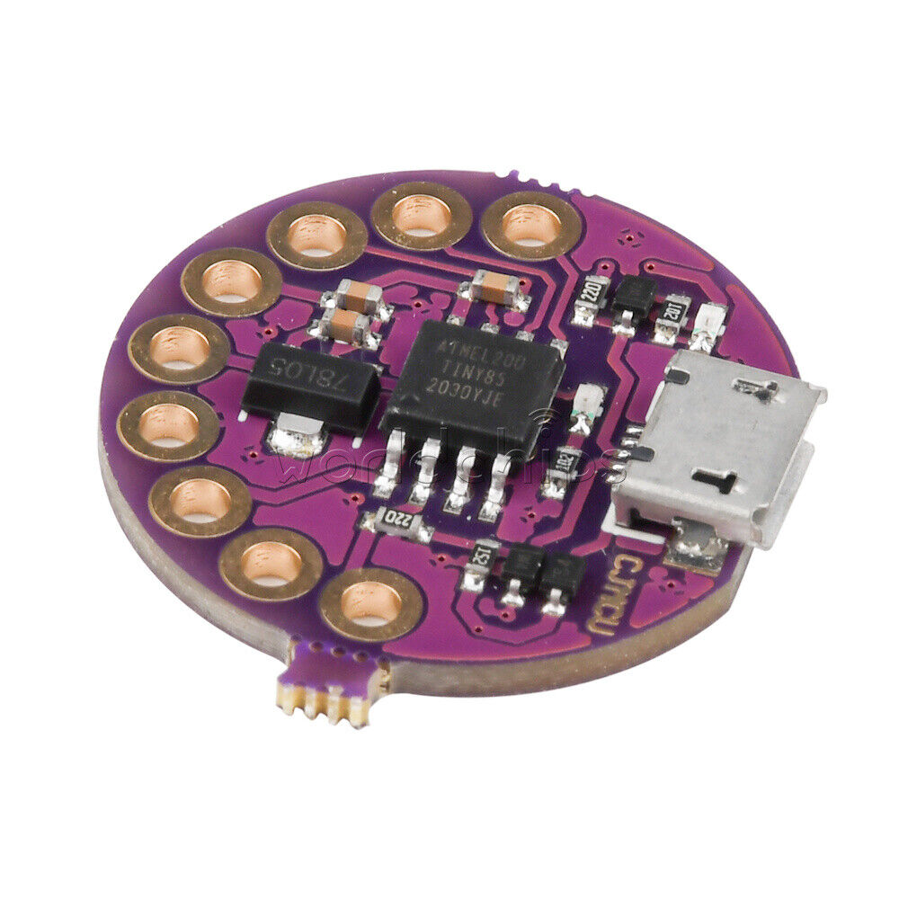 LilyPad ATtiny85 USB Micro E-Textil – MonarcaTech