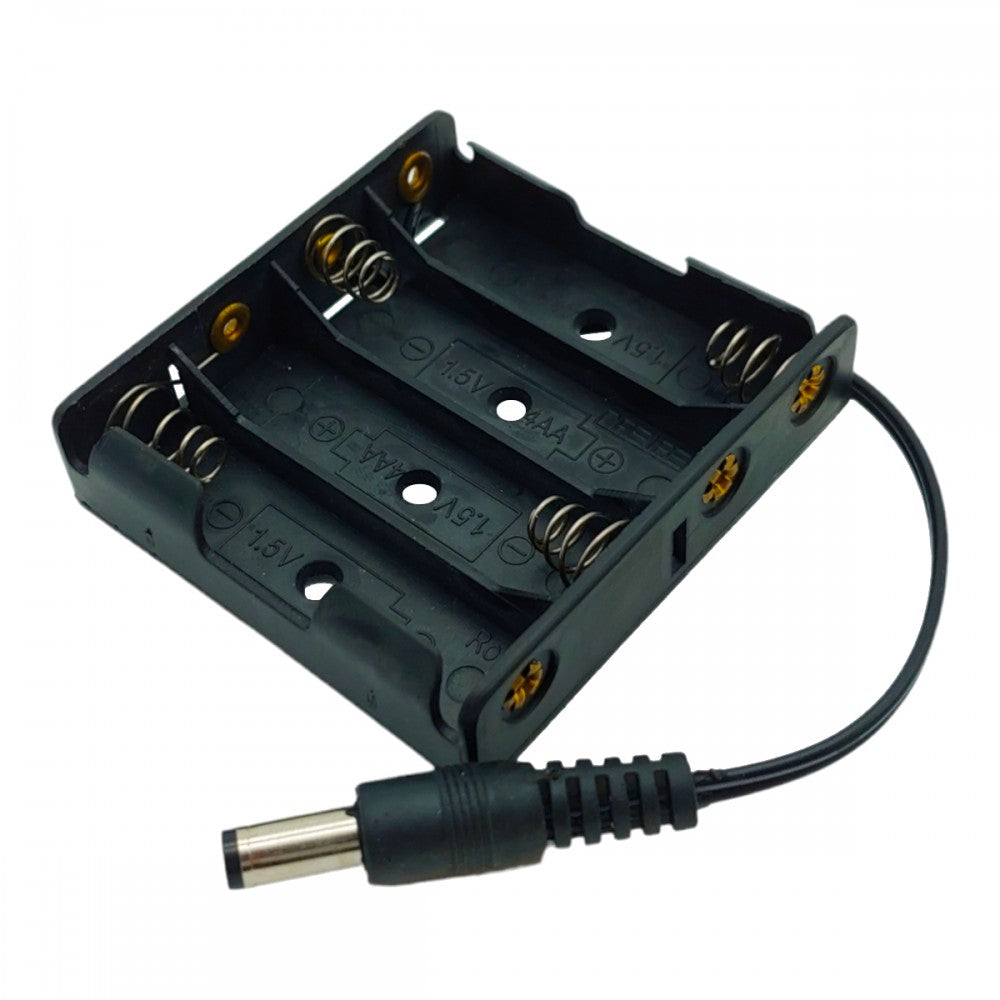 Portapilas, 4 pilas, modelo AA, con conector - MonarcaTech