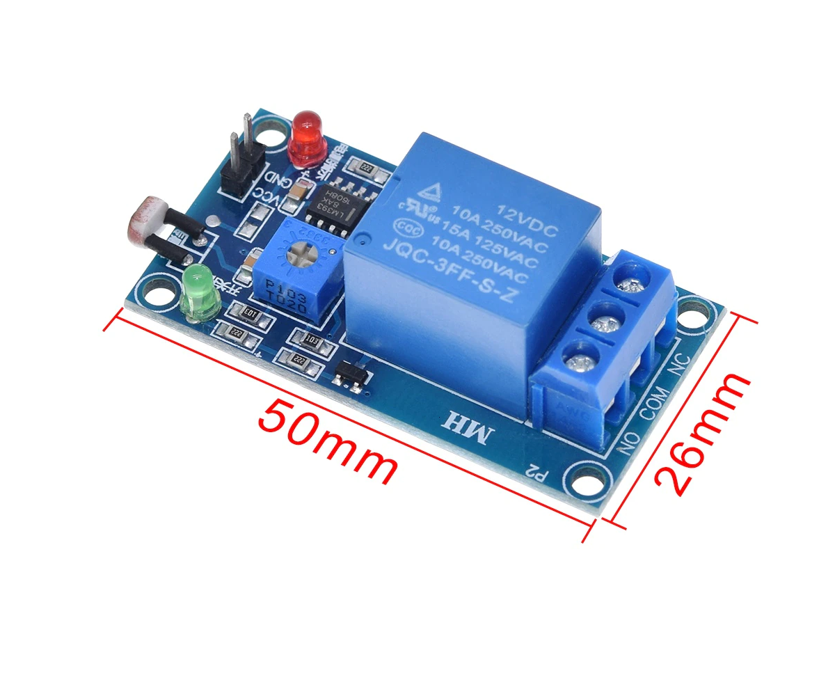 Módulo Relé 12V Fotoresistencia LDR Sensor de Luz - MonarcaTech