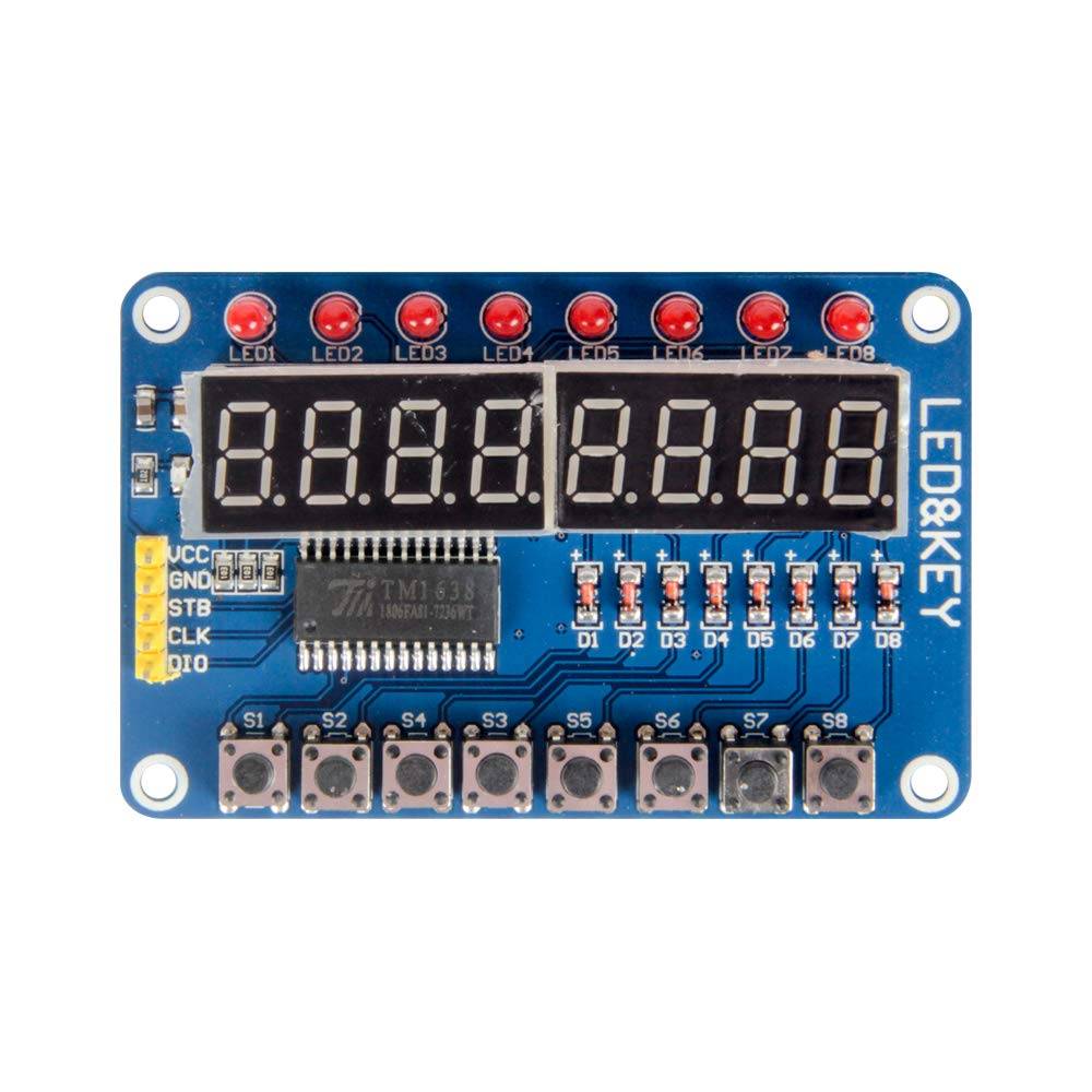 Display 7 segmentos, 8 dígitos TM1638 - MonarcaTech