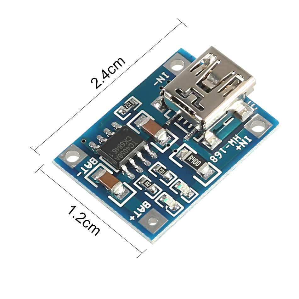 TP4056 Mini USB 5V 1A Controlador de Carga de Litio Li - Ion Módulo Cargador de Batería - MonarcaTech