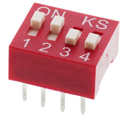 Interruptor Mini Dip-Switch de 4 circuitos SPST 2 posiciones (ON-OFF) paso 2.54mm - MonarcaTech