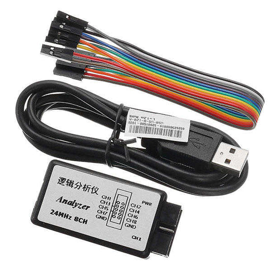 Logic Analyzer Analizador Logico 8 Canales, 24MHz con Cable USB Compatible con Arduino - MonarcaTech